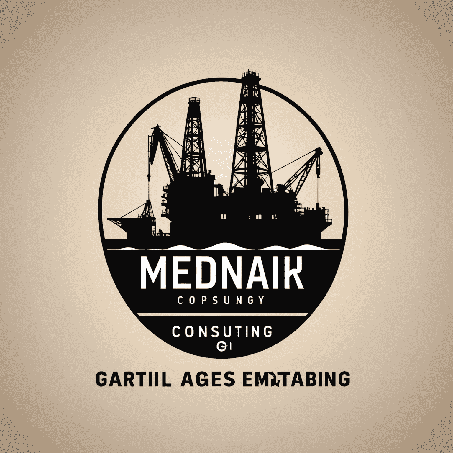 Oil and Gas Consulting Agency Logo featuring an oil rig silhouette and a professional typeface