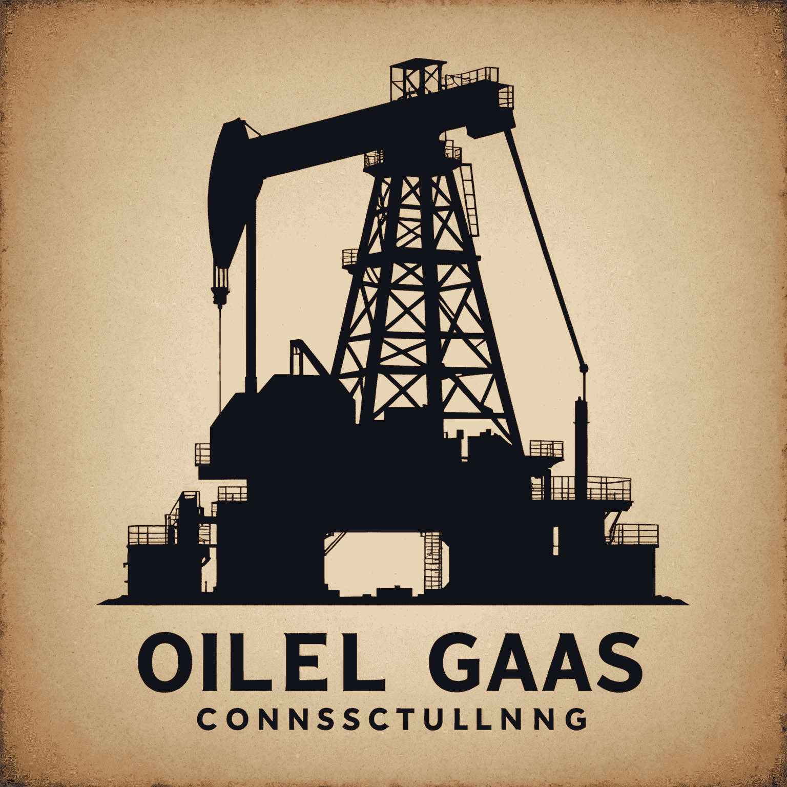 Oil and Gas Consulting Agency Logo featuring an oil rig silhouette and a professional typeface