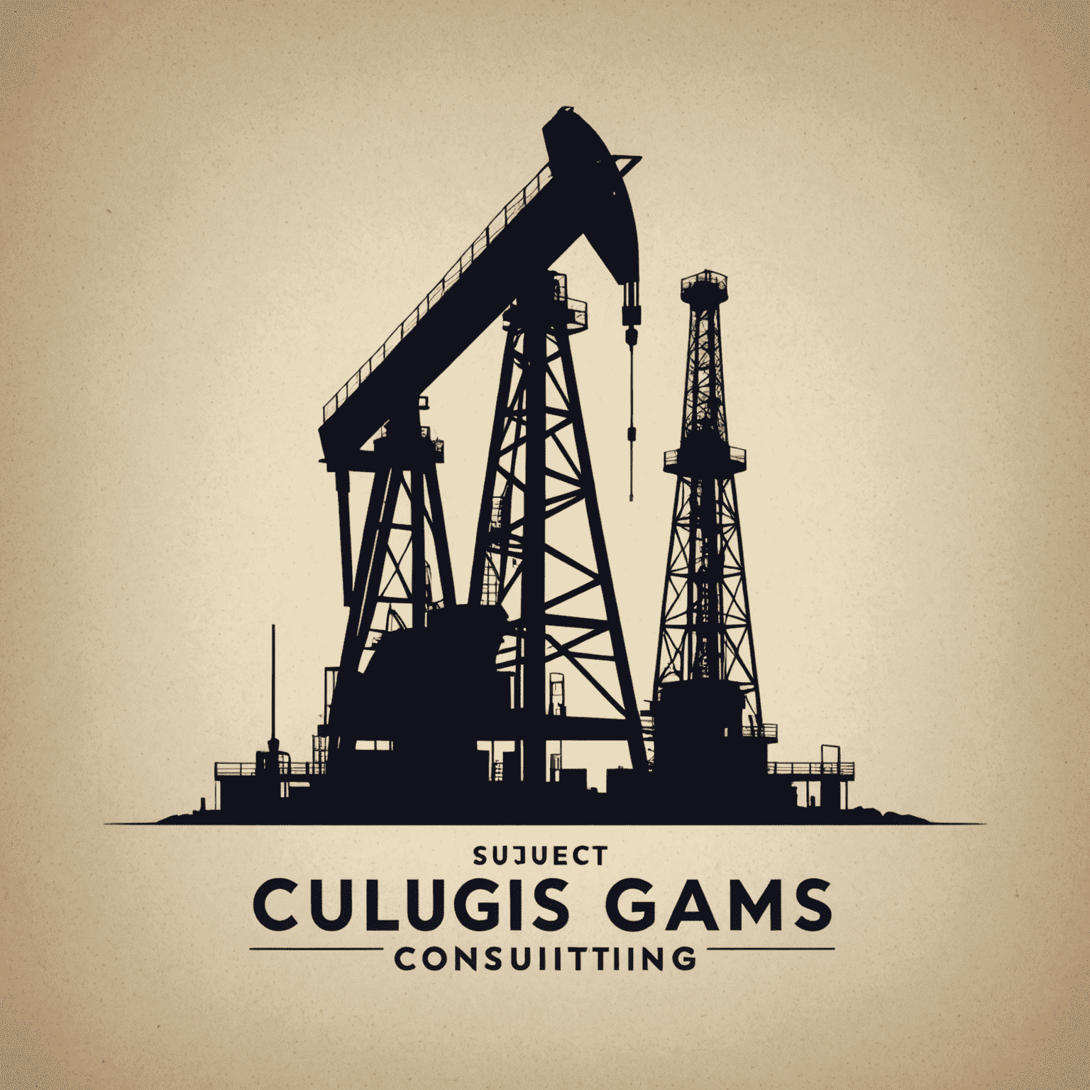 Oil and Gas Consulting Agency Logo featuring an oil rig silhouette and a professional typeface