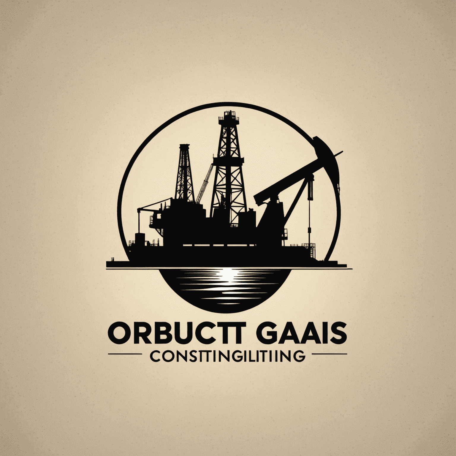 Oil and Gas Consulting Agency Logo featuring an oil rig silhouette and a professional typeface