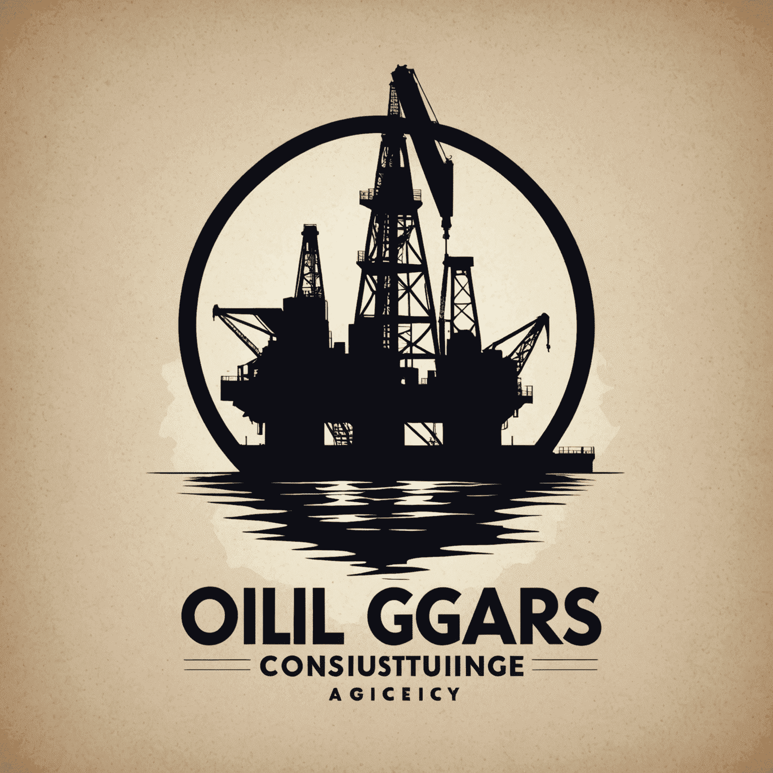 Oil and Gas Consulting Agency Logo featuring an oil rig silhouette and a professional typeface