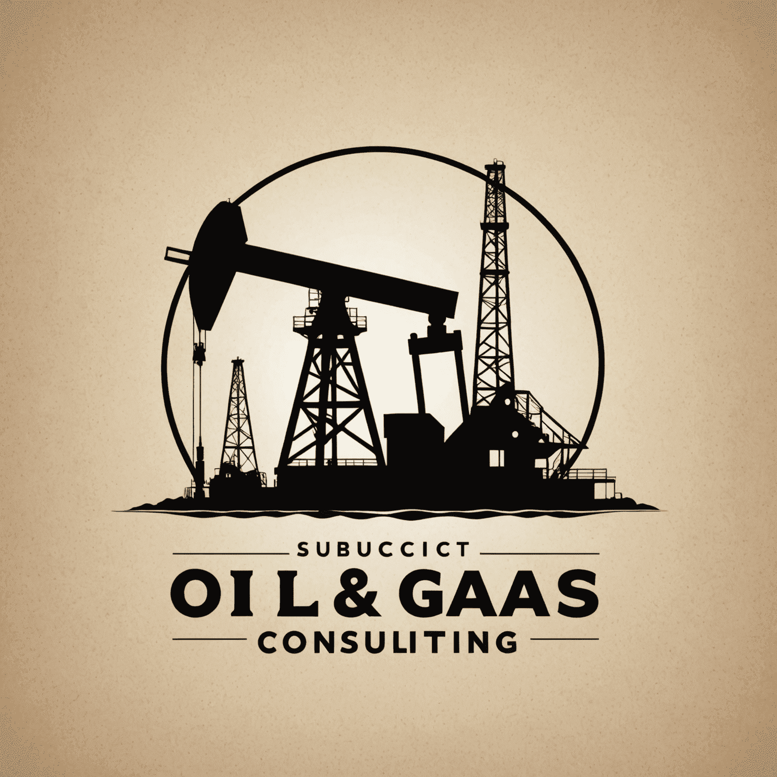 Oil and Gas Consulting Agency Logo featuring an oil rig silhouette and a professional typeface