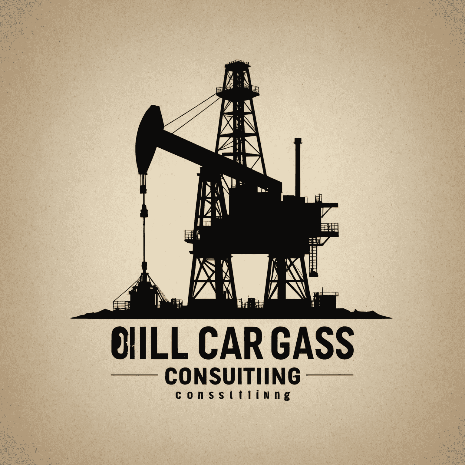 Oil and Gas Consulting Agency Logo featuring an oil rig silhouette and a professional typeface