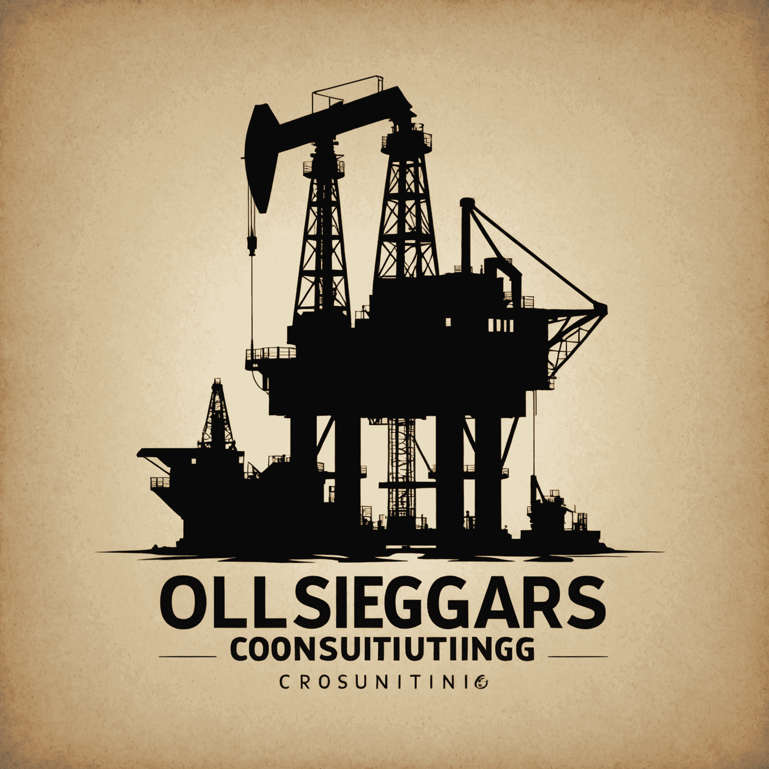 Oil and Gas Consulting Agency Logo featuring an oil rig silhouette and a professional typeface