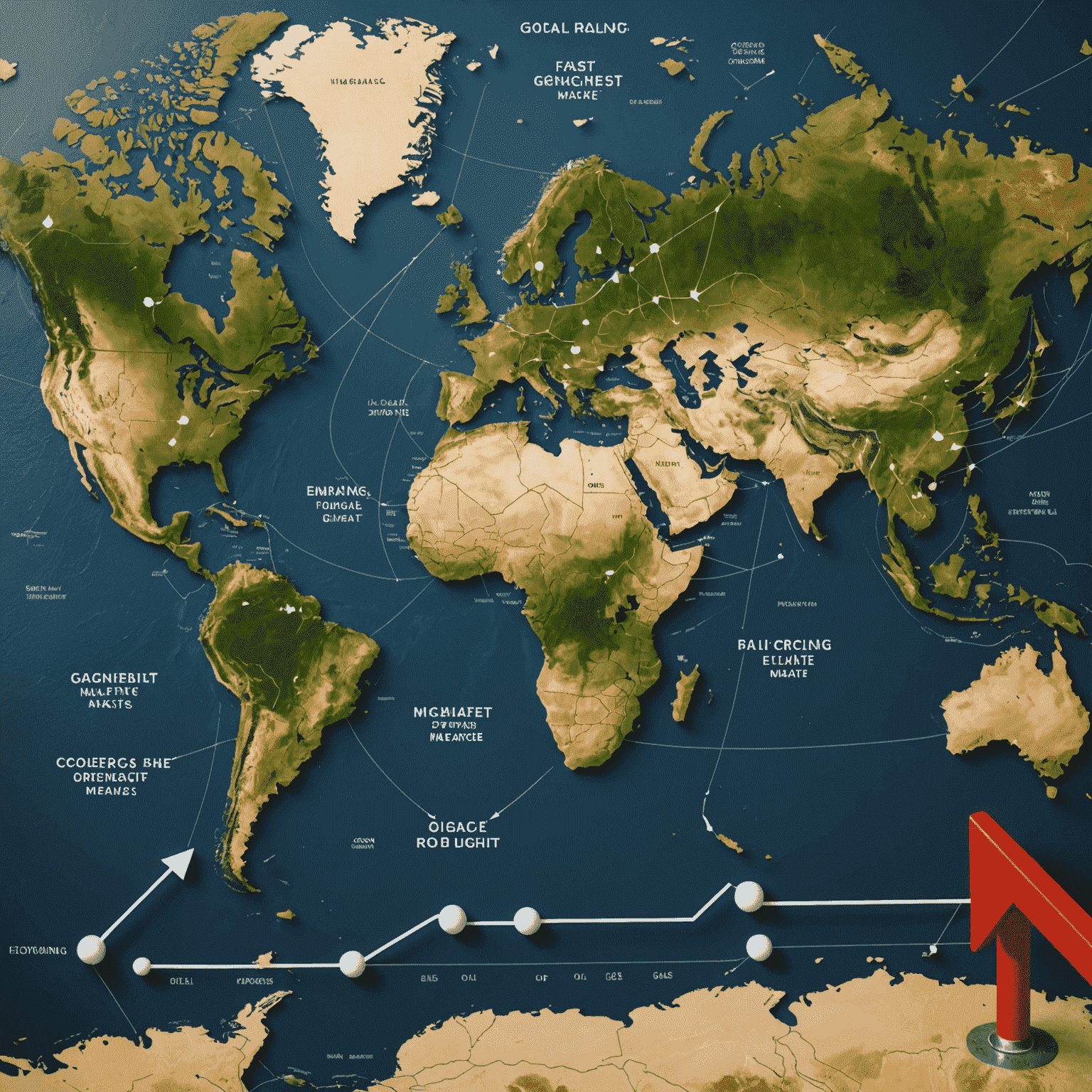 Global map highlighting emerging oil and gas markets with arrows indicating trade flows and market shifts