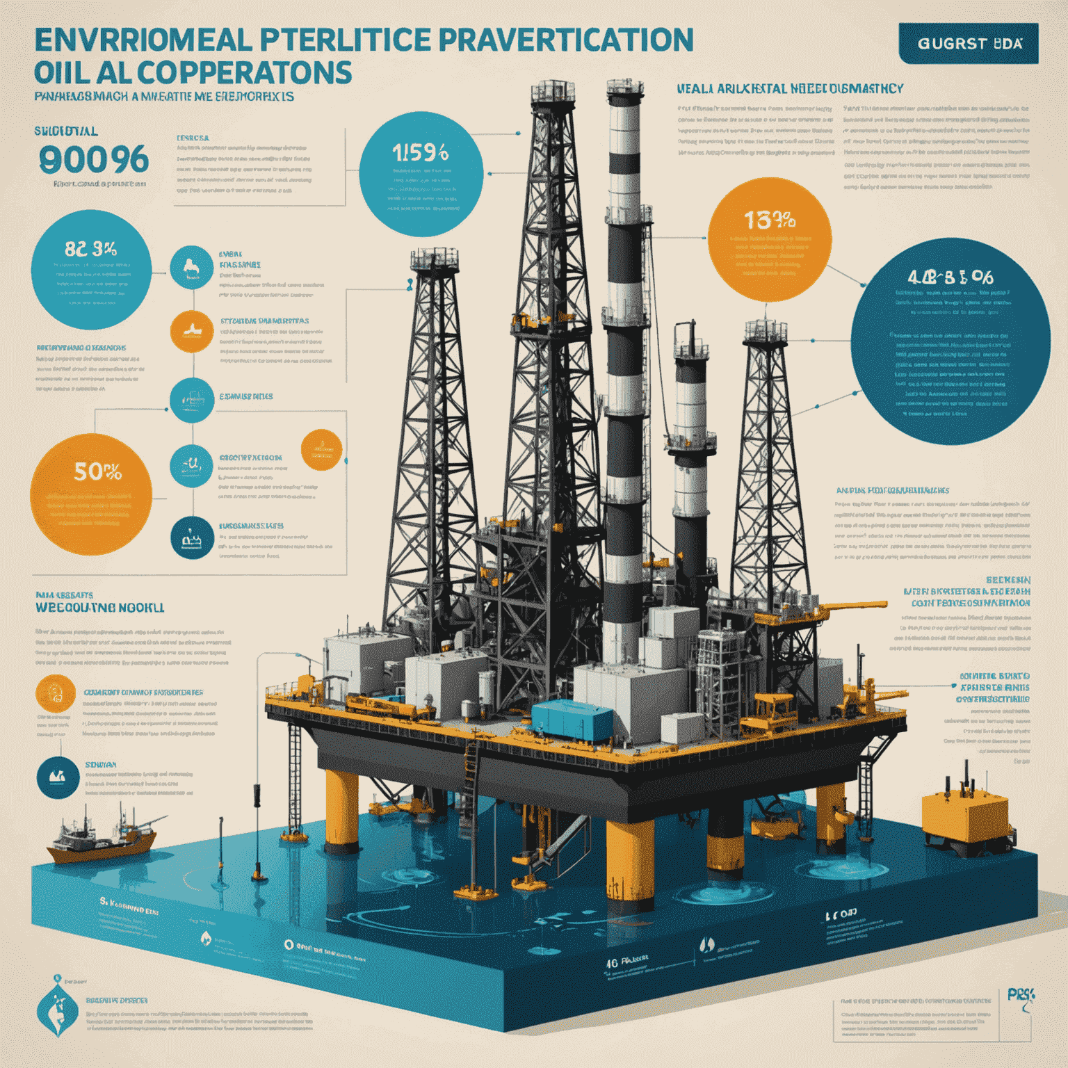 Infographic showing environmental protection measures in oil and gas operations